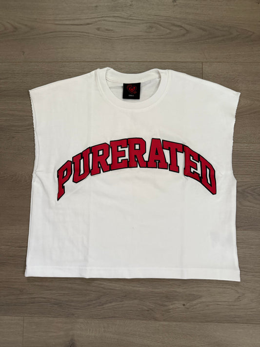 PURERATED Crop SleevelessT Shirt(Red Logo)